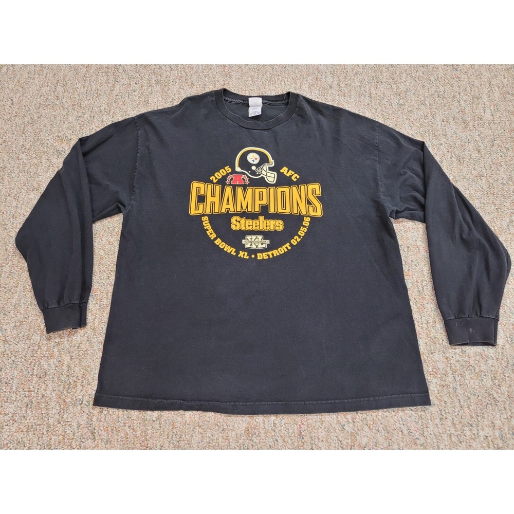 Pittsburgh Steelers Shirt Mens 2XL Super Bowl XL Long Sleeve NFL Football